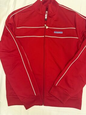 Hollister Red Zip-Up Track Jacket with White Piping